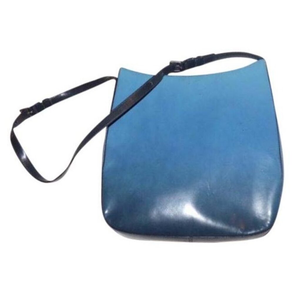 Prada Vintage Dark Blue Patent Leather Tote Purse